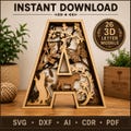 Layered Alphabet Letters Bundle | SVG DXF Files for Glowforge | 3D Letter Designs A-Z | Laser Cut Digital Download product logo