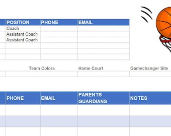 Team Roster Chart Basketball Printable Basketball Team Roster - Etsy