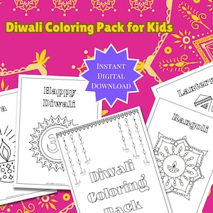 Diwali Coloring Pages | Desi Digital Printables for Kids | Indian Coloring Worksheets for School Projects & Parties | Festival of Lights
