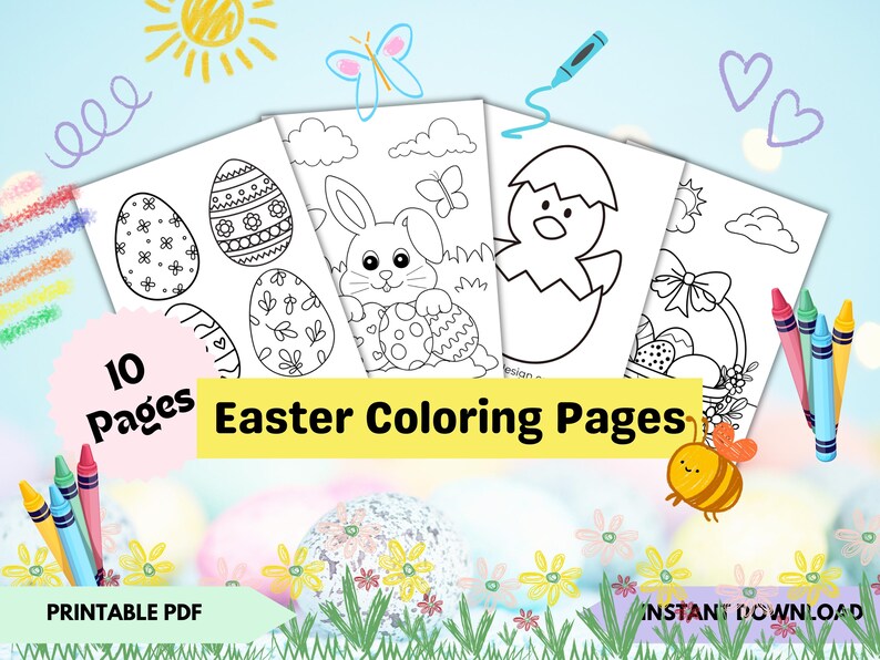Easter Coloring Pages for Kids – 10 Printable PDF Sheets – Easter ...