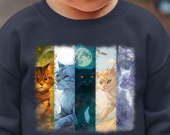 Warrior Cats Youth Sweatshirt - ThunderClan, RiverClan, ShadowClan, WindClan & StarClan Fan Art Kids Fantasy Catcore Bookish Gift