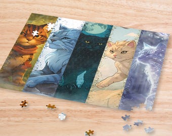 Warrior Cats All Clan Puzzle | Fantasy Cat Jigsaw Gift for Book Lovers | 120, 252, 500 Piece Clan Fan Art Catcore Aesthetic
