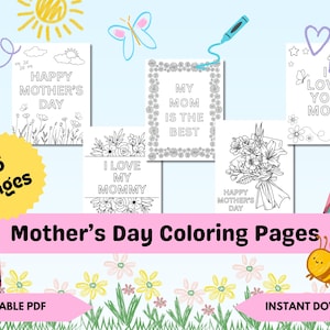 Dibujos para colorear del Día de la Madre para niños pequeños y preescolares: dibujos sencillos para colorear para que los niños deseen el Día de la Madre en iglesias, guarderías y escuelas.
