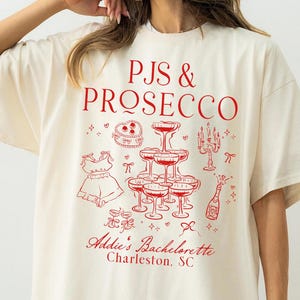 PJs & Prosecco Bachelorette Party Shirt: Bridal Bridesmaid Tee