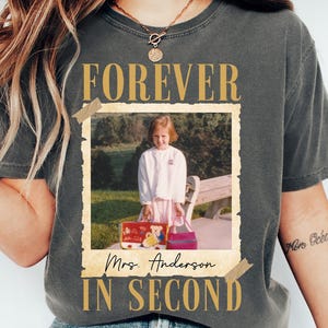 Comfort Colors 2nd Grade Teacher Shirt, Custom Second Grade Teacher Shirt, Custom Photo Teacher Shirt, Retro Forever In Second Grade Shirt