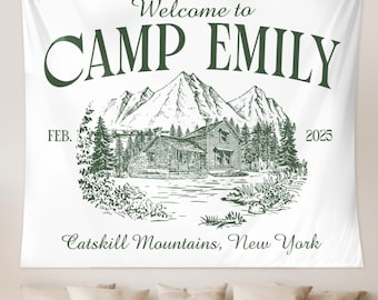 Personalized Camp Bachelorette Tapestry: Camping Bridal Shower Decor