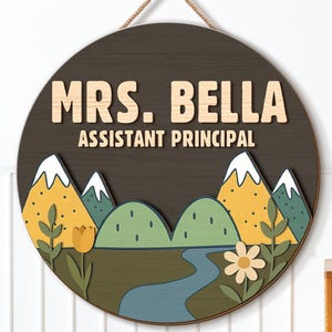 Assistant Principal Door Sign: Mountain Theme Classroom Decor