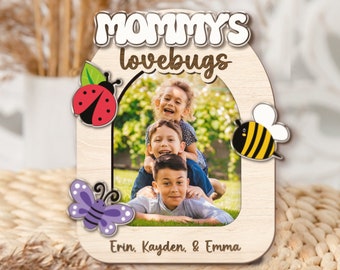 Mothers Day Photo Magnet for Fridge, Gift for Mom from Kids, Mom Gifts, Personalized Magnet Photo Frame, Mom Birthday, Cute Lovebugs Gift