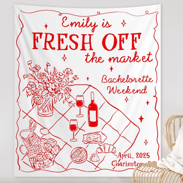 Floral Bachelorette Party Tapestry: Farmers Market Bridal Shower Decor