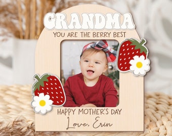 Mother's Day Magnetic Photo Frame Gift For Grandma, Nana, Gigi - Thank You For Helping Me Grow Wooden Fridge Magnet Picture Holder