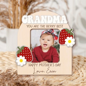 Mother's Day Fridge Magnet Photo Frame, Berry Fridge Photo Magnet, Cute Baby Photo Gifts, Gift for Mom, Gift for Grandma, Mothers Day Gift