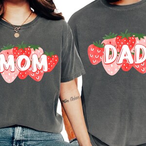Strawberry First Birthday Matching Shirts: Mom, Dad, Berry Theme Party