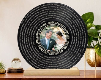 Father Of The Bride Gift From Daughter, Wedding Gift For Dad, Custom Photo Vinyl Record, Father's Day Gift, Father Daughter Dance Song Lyric