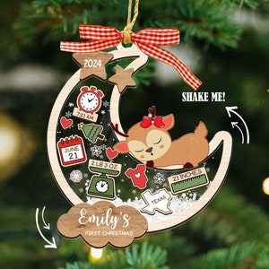 Babys First Christmas Ornament 2024, Personalized Baby 1st Christmas 4D Shaker Ornament, Custom New Baby Gift, Baby Shower Gift for Boy Girl