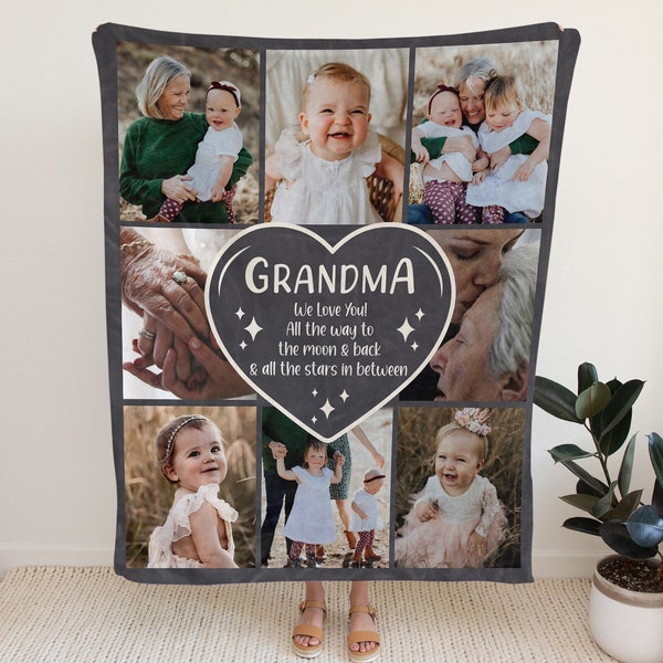 Personalized Photo Blanket Gifts for Grandma, Mothers Day Gift 2024, Grandma Throw Blanket, Gift From Grandkids, Grandma Birthday, Nana Gift