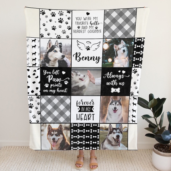 Pet Photo Blanket,  Custom Photo Blanket Collage, Dog Photo Blanket, Dog Memorial Gift, Pet Memorial Gifts, Pet Loss Gift, Sympathy Gift