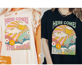 Retro Bachelorette Party T-Shirt: 70s Hippie Bride & Bridesmaid Tee