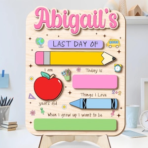 Personalized First Day Of School Board Kids, Interchangeable School Sign, Custom Name Boys Girls Wooden School Sign, School Photo Props