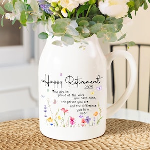 Retirement Gifts for Women, Retirement Ceramic Flower Vase, Thank You Gift, Teacher Retirement, Appreciation Gift, Retired Coworker Gift
