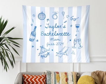 Personalized Bachelorette Party Tapestry: Custom Beach Location Banner