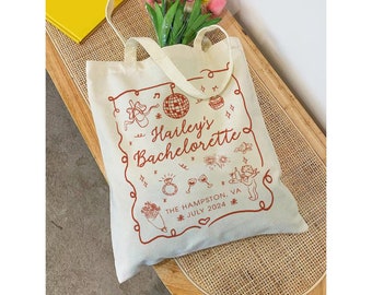 Bachelorette Weekend Tote Bag, Custom Bachelorette Party Favors, Disco Bach, Luxury Bach Merch, Coquette Tote Bags for Bride Bridesmaids