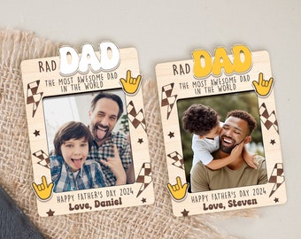 Rad Dad Fathers Day Car Visor Clip, Custom Dad Photo Frame, Funny Dad Picture Frame, Gift for Daddy from Kids, Best Dad Ever, Mens Accessory