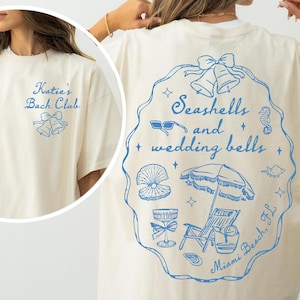 Seashells Wedding Bells Bachelorette Party Shirt: Coastal Bride Team
