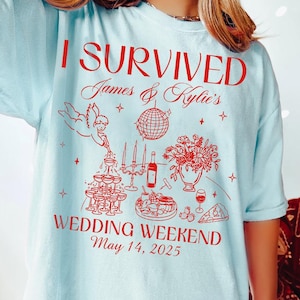 Custom &#39;I Survived&#39; Wedding T-Shirt: Bachelorette Party Favor