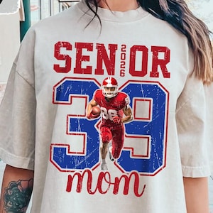 Personalized Senior Football Mom Shirt: Photo & Number, Matching Family T-Shirts