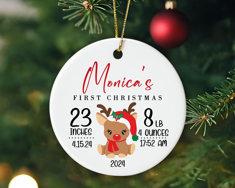 Baby's First Christmas Ornament, Personalized 1st Christmas Ornament