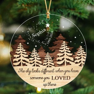 Personalized Memorial Christmas Ornament, Remembrance Ornament, The Sky Looks Different Ornament, Christmas In Heaven, Xmas Tree Decor