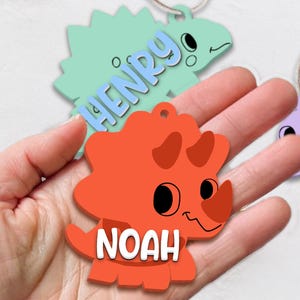 Personalized Dinosaur Name Tag for Kid, Custom Backpack Kid Name Tag, Back to School Gift, Cute Dino Keychain, Lunch Box Tag, Diaper Bag Tag