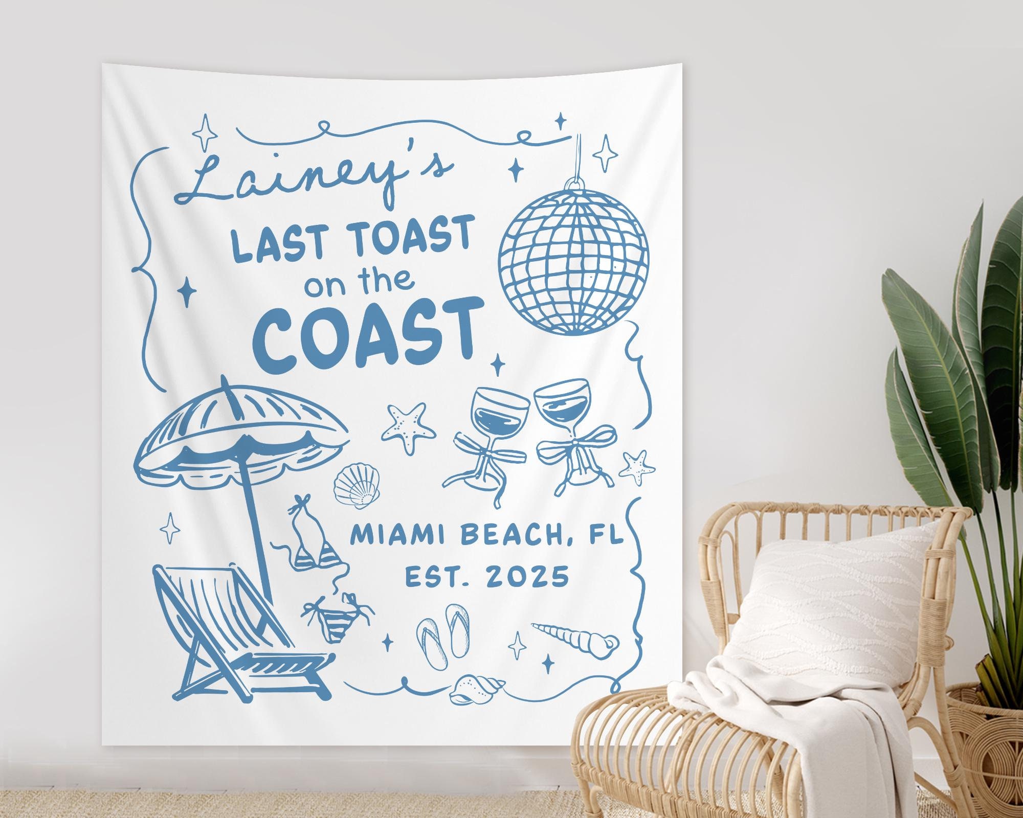 Personalized Beach Bachelorette Party Tapestry: Coastal Decor