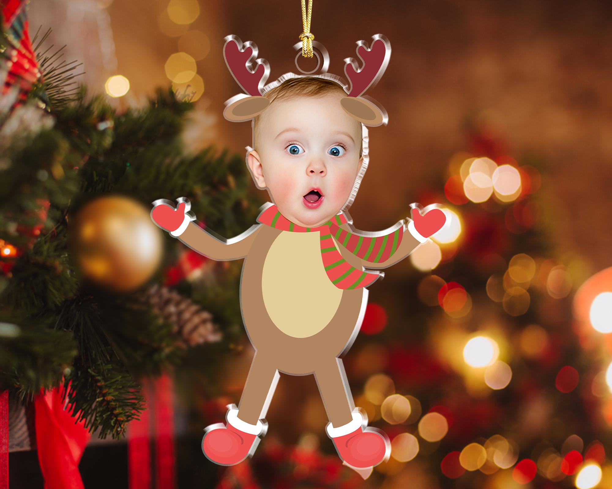 Personalized Face Baby Ornament, Custom Baby Photo Ornament, Baby Christmas Ornament, Baby & First Christmas, Christmas Gift for Grandkids