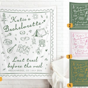 Camp Bachelorette Tapestry: Personalized Hiking Party Decor