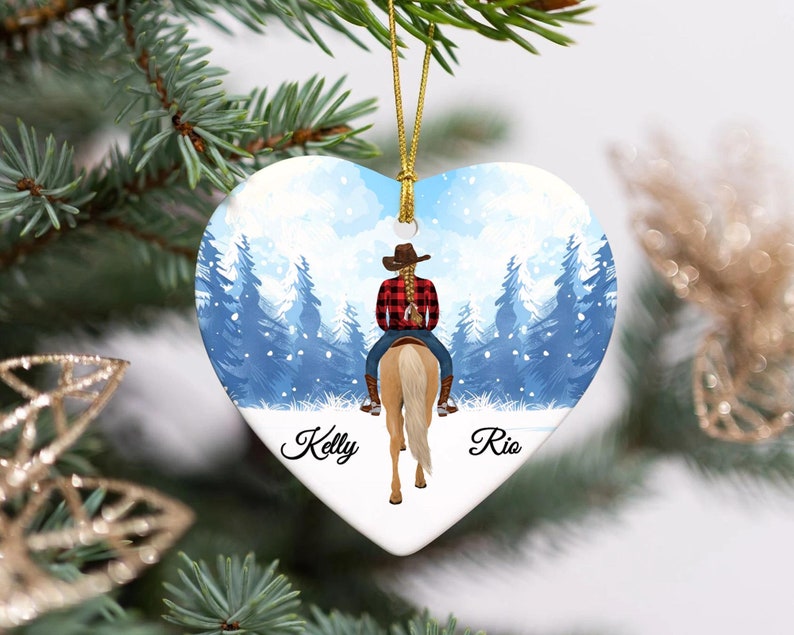 Custom Horse Riding Christmas Ornament, Equestrian Horseback Riding