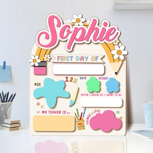 First And Last Day School Sign, Back to School Sign, Custom Kindergarten 1st Day of School Sign, Custom Name First Day School Wooden Board