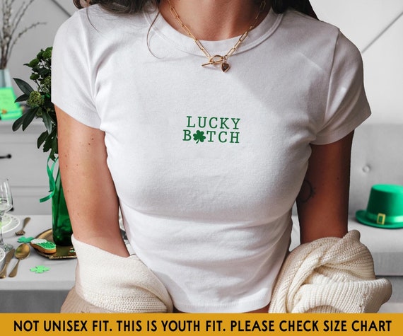 St Patricks Day Baby Tee, Funny Lucky Baby Tee For Women, Shamrock Crop Top, St. Patty Day Baby Tee, Leprechaun Irish Girl Trendy Baby Tee