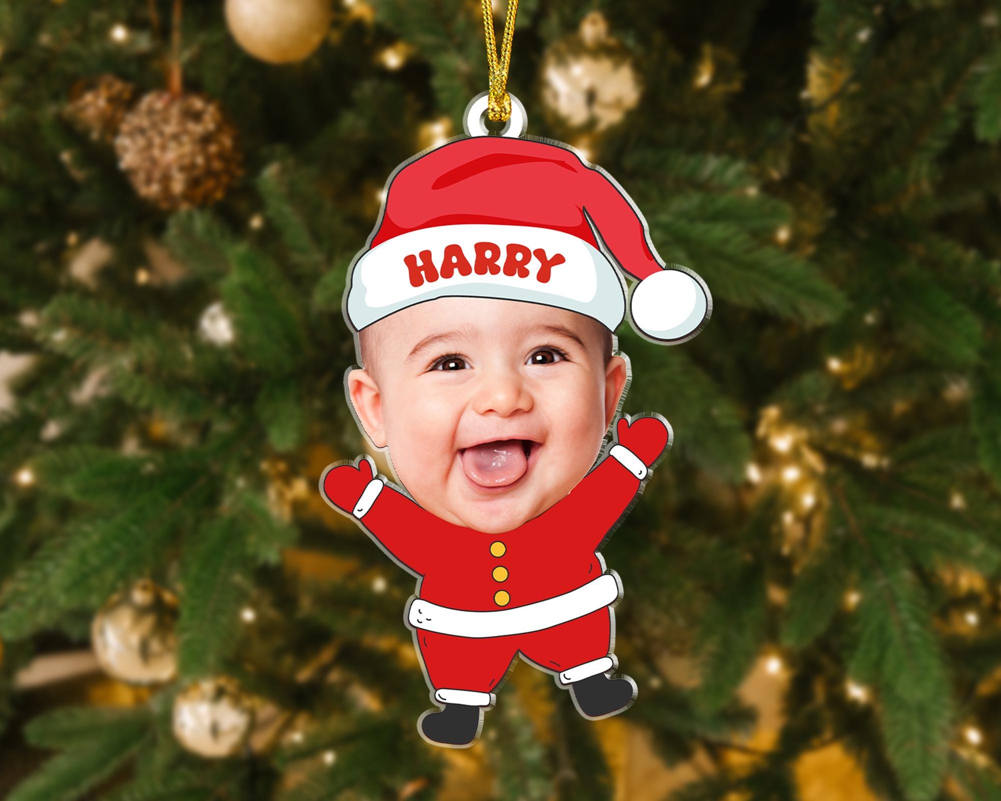 Custom Baby Photo Ornament, Babys First Christmas Ornament 2024, Custom Baby Face Ornament, New Baby Gift, Xmas Decor, Grandchild Ornament