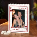 Custom Photo Building Block: Couple Playing Card Puzzle Blocks, Valentines Day Gifts For Boyfriend, Anniversary Gifts, Romantic Home Decor