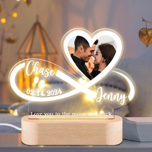 Custom Photo Collage LED Light, Couple Photo Night Light, Valentines Day Gift for Her, Gift for Him, Infinity Shape Gift, Anniversary Gift