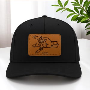 Custom Dad Hat: Fist Bump Leather Patch, Papa Trucker Cap
