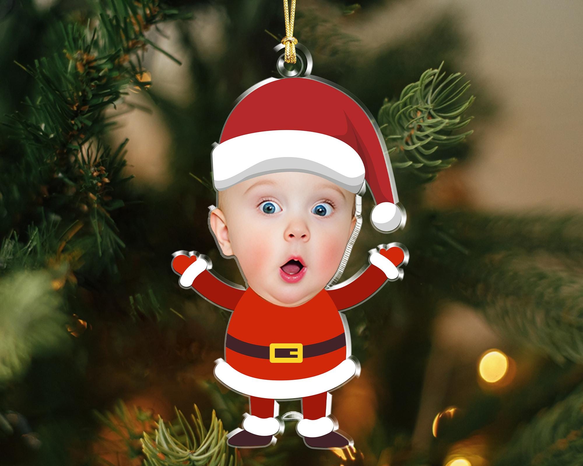 Personalized Face Baby Ornament, Custom Baby Photo Ornament, Baby Christmas Ornament, Baby & First Christmas, Christmas Gift for Grandkids