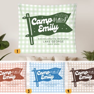 Camp Bachelorette Tapestry: Personalized Photo Backdrop, Wild in the Woods