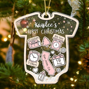 Baby&#39;s First Christmas Ornament 2024, Personalized Baby 1st Christmas Ornament, Custom New Baby Gift, 4D Shake Babies Ornament, Baby Shower