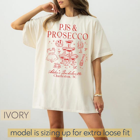 PJs & Prosecco Bachelorette Party Shirt: Bridal Bridesmaid Tee