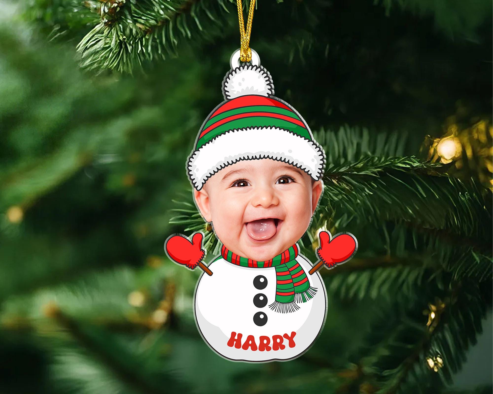 Custom Baby Photo Ornament, Babys First Christmas Ornament 2024, Custom Baby Face Ornament, New Baby Gift, Xmas Decor, Grandchild Ornament