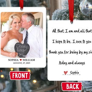 Dad of The Bride Wedding Acrylic Ornament, Wedding Favors Keepsake for Parents, Wedding Memorial Gift for Dad, Dad Daughter Gift