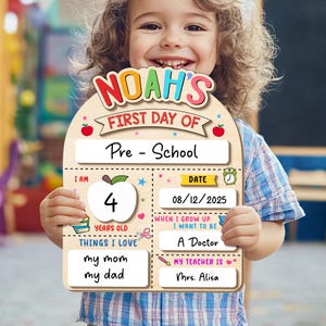 Customized First And Last Day School Sign, Back to School Sign, Kindergarten 1st Day of School Sign, Wooden School Board for Photo Prop