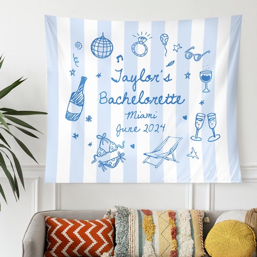 Tapisserie personnalisée pour enterrement de vie de jeune fille : bannière de plage personnalisée